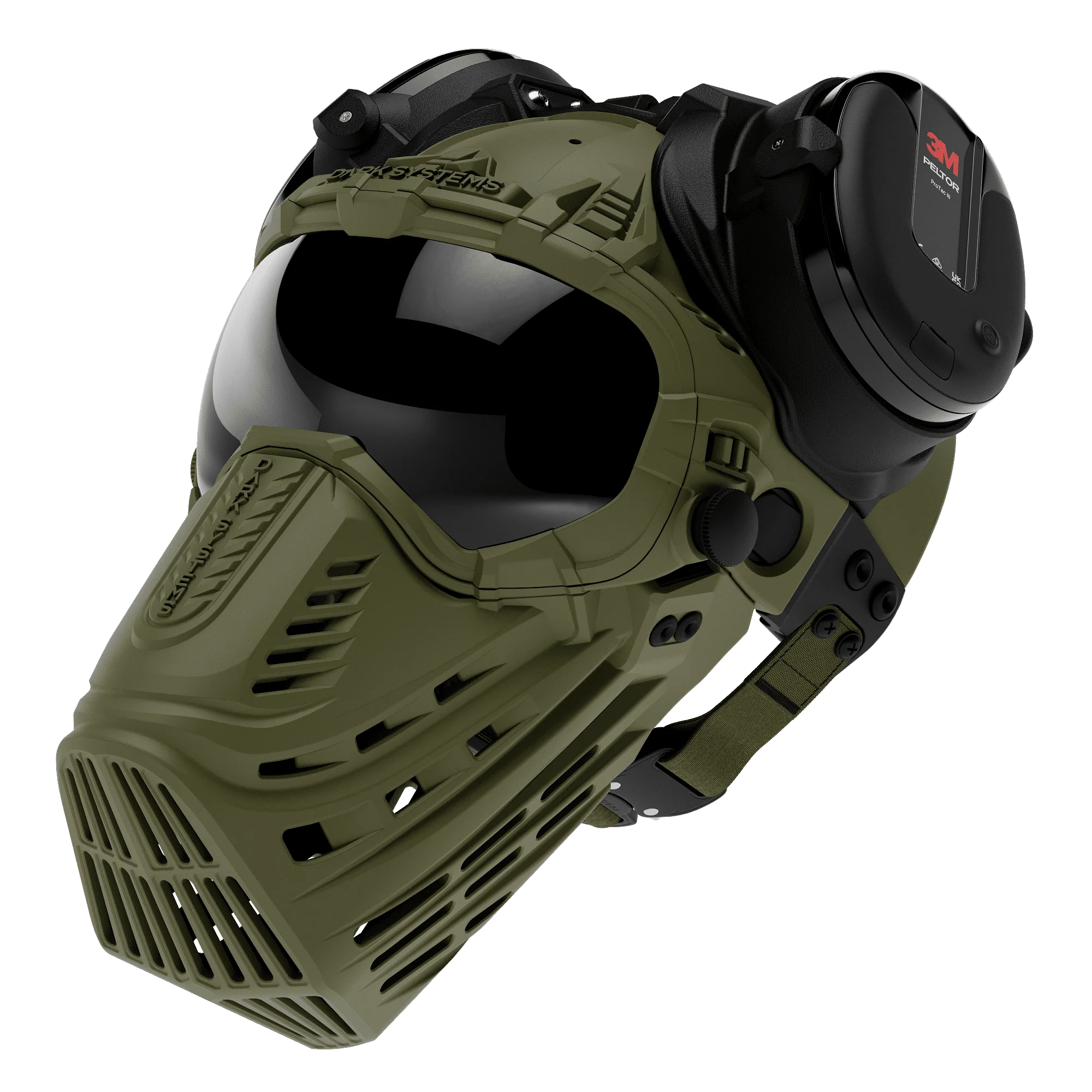 OD Green Combo 3: Helmet + Collar + Peltor + Muzzle